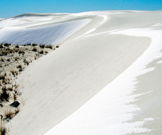 Snow on dunes in White Sands National Monument 
