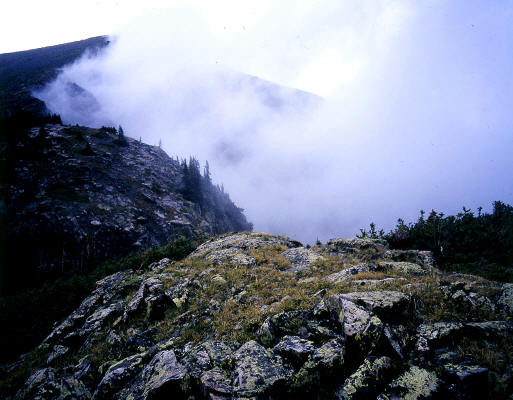 Mount Helen in cloud cover