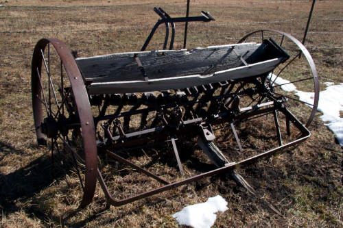 Johnson Mesa abandoned farmstead grain drill